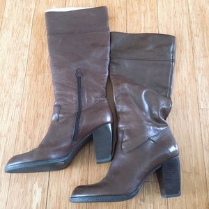 franco sarto brown knee length boot heels